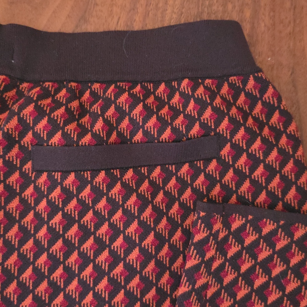 Zara Rust and Black Geometric Joggers, Sz Large